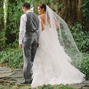 65” floor length light ivory wedding veil